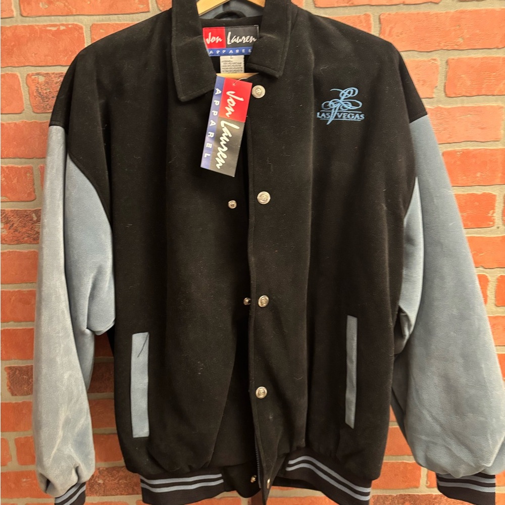 Black and Gray Varsity Bomber Jacket with Collegiate Style